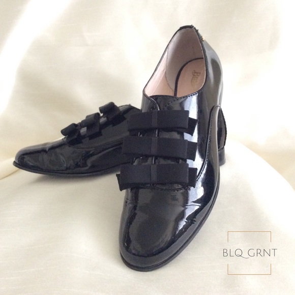 patent leather loafers with bow